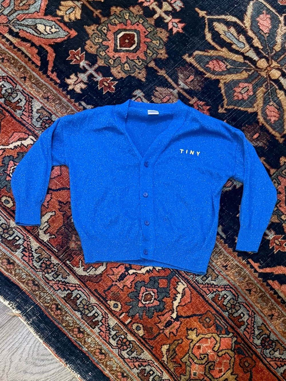 Tiny Cottons Royal Blue Girls' Sparkle Button-Front Cardigan